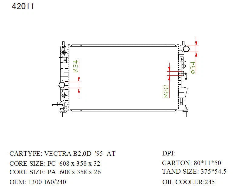 KWM KRA72011 Radiator Auto 2.0L – Holden Vectra 1997–1998