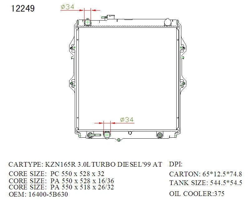 KWM KRA20249 Radiator – 26mm Core, Auto | Toyota HiLux 3.4L V6 1997–2005