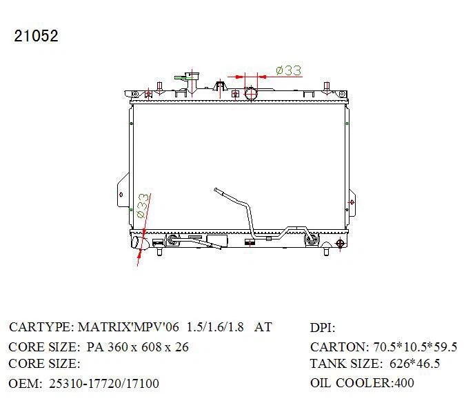 KWM KRA80052 Radiator – 26mm Core, Auto | 4-Cylinder Hatchback Models