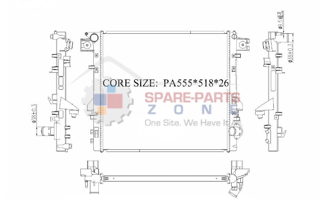 KWM KRA25084E Radiator – 26mm Core, Auto | Jeep Wrangler 2.8L Diesel 2008–2016