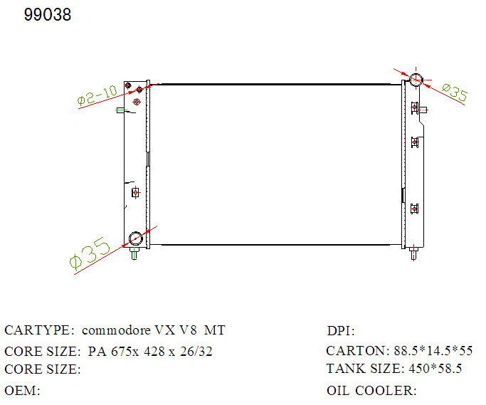 KWM KRA73038 Radiator – 32mm Core, Manual | Holden Commodore VS/VT V8 1997–2000