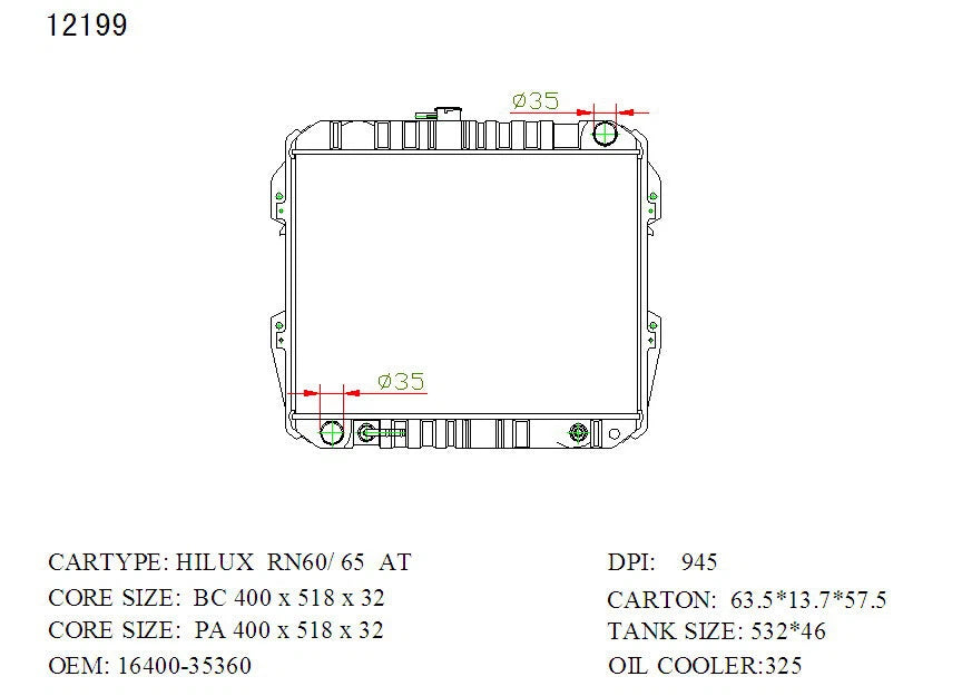 KWM KRA20199 Radiator – 26mm Core, Auto | Toyota HiLux Petrol 1988–1997