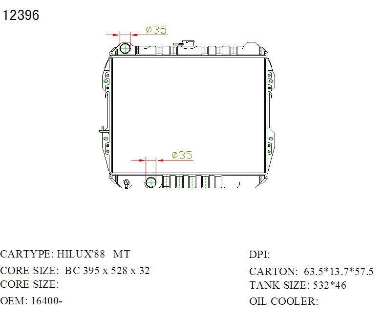 KWM KRA20396BC Radiator – 32mm Core, Manual B/C | Toyota HiLux 2.2L Petrol 1997–2001