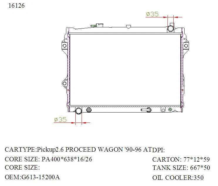 KWM KRA30126 Radiator Auto P/A 26mm 2.6L – Ford Courier 1989–1996