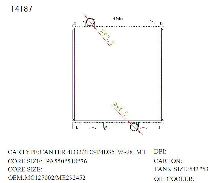 KWM KRA60187 Radiator – 36mm Core, Manual | Mitsubishi Canter 6.8L 1998–1999