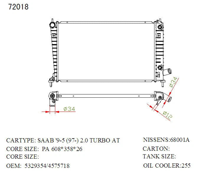 KWM KRA33018 Radiator – 26mm Core, Auto | Saab 9-5 4Cyl 1997–2006