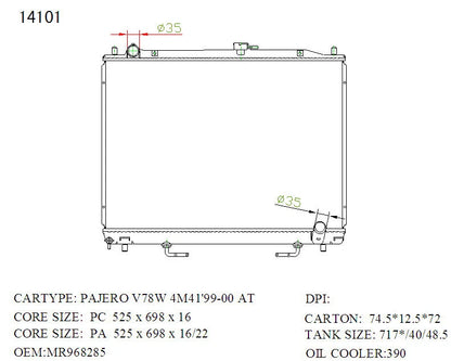 KWM KRA60101 Radiator Auto 26mm 2.8L Diesel – Mitsubishi Pajero 2000 Onwards