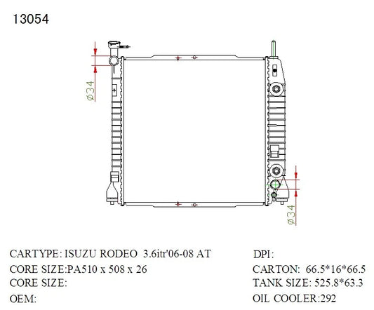 KWM KRA40054 Radiator – 26mm Core, Auto | Holden Rodeo 3.6L V6 2007–2008
