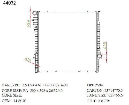 KWM KRA91032 Radiator – Auto | BMW X5 4.4L V8 2000–2003