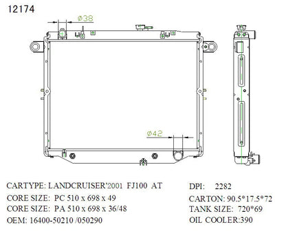 Toyota LandCruiser 100 Series Radiator 1998–2007 Auto V8 32mm | KWM KRA20174