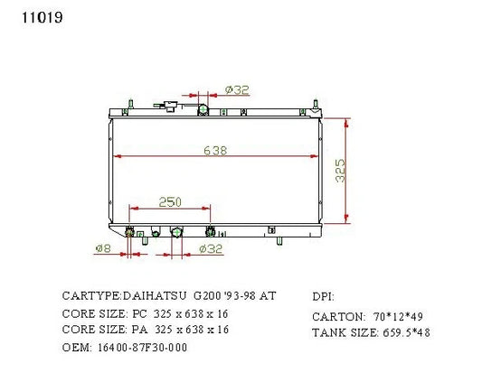 KWM KRA00019 Radiator – 16mm Core, Auto | Daihatsu Applause 1992–1997