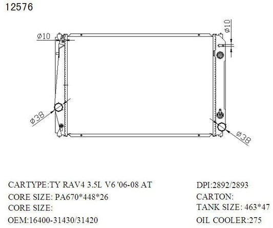 KWM KRA20576 Radiator – 26mm Core, Auto | Toyota RAV4 3.5L 2007–2012