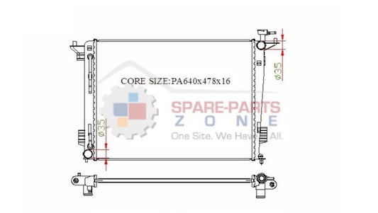KWM KRA80116 Radiator – 16mm Core, Auto | Hyundai iX35 & Kia Sportage 2.4L Petrol 2010–2013