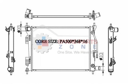KWM KRA80123 Radiator Auto 16mm Petrol – Hyundai Accent 2010–2014, i20 2012–2015, Kia Rio 2012–2016