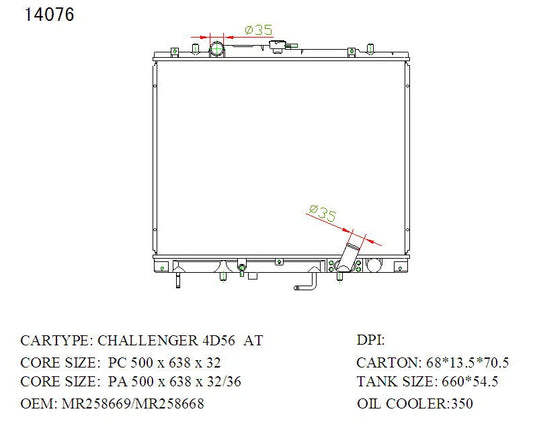 KWM KRA60076 Radiator – 26mm Core, Auto | Mitsubishi Challenger 4-Cyl Diesel 1998–2000