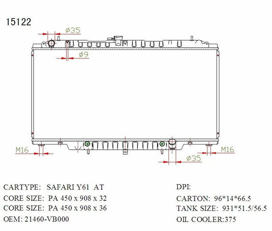 Nissan Patrol Radiator 2000–2019 Auto 4.5L Petrol 32mm With Bleeder | KWM KRA10122