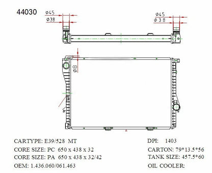KWM KRA91030 Radiator – 42mm Core, Auto, Clip-On | BMW E39 1995–2003
