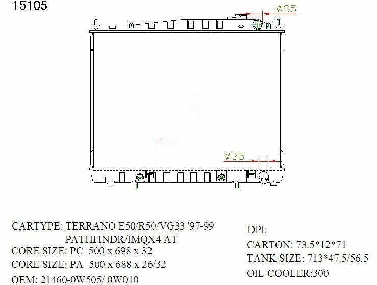 Nissan Elgrand Radiator 3.3L V6 Auto 1997–2002 26mm | KWM KRA10105