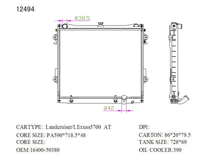 Toyota LandCruiser 200 Series Radiator 2007–2012 Auto 4.7L V8 48mm | KWM KRA20494