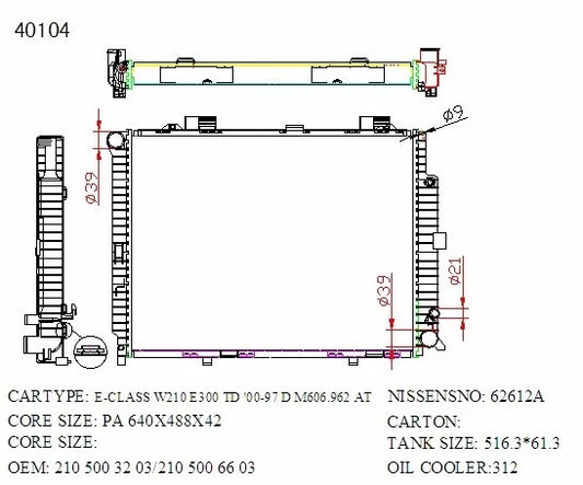KWM KRA62104 Radiator – 32mm Core, Manual | Mercedes-Benz E Class (W210) 1996–2002