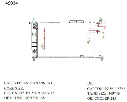 KWM KRA72034 Radiator – 32mm Core, Auto | Holden Astra 1996–1998