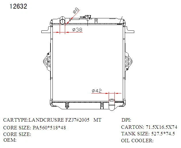 Toyota LandCruiser 70 Series Radiator 1999–2006 Manual 48mm with 8mm Bleed Pipe | KWM KRA20632