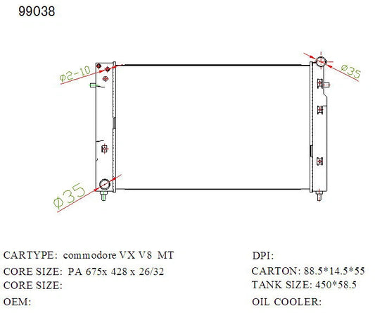 KWM KRA73038 Radiator – 32mm Core, Manual | Holden Commodore VS/VT V8 1997–2000