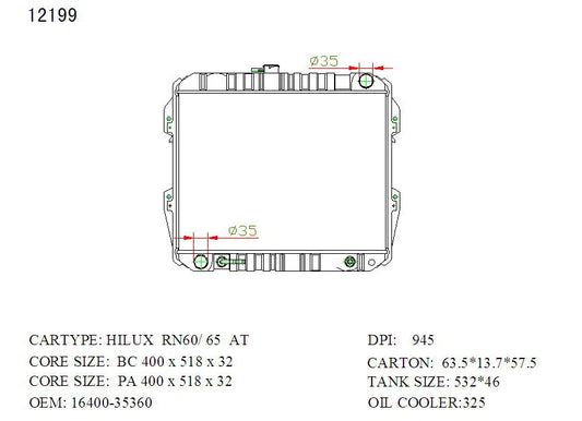 KWM KRA20199 Radiator – 26mm Core, Auto | Toyota HiLux Petrol 1988–1997