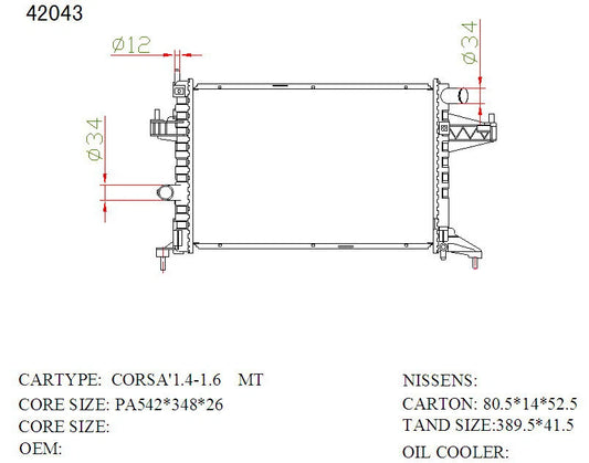 KWM KRA72043 Radiator – 26mm Core, Auto & Manual | Holden Barina 2001–2005