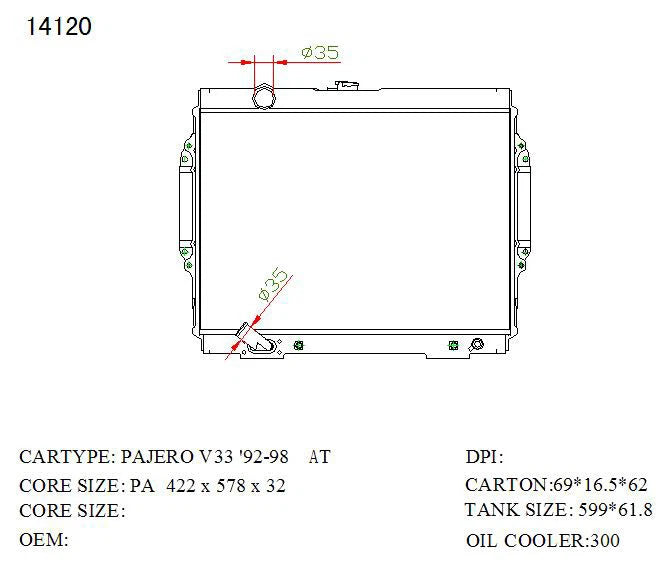 KWM KRA60120 Radiator – 32mm Core, Auto | Mitsubishi Pajero 3.0L V6 1991–1993