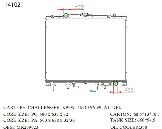 KWM KRA60102 Radiator – 26mm Core, Auto & Manual | Mitsubishi Triton 2.8L Diesel 1996–2006