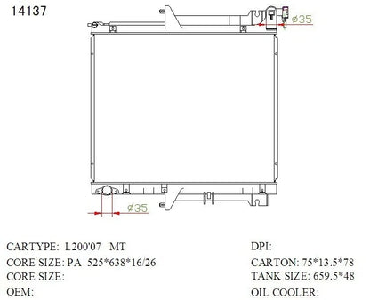 Mitsubishi Triton Radiator 2006–2009 6-Cyl Petrol Manual 26mm | KWM KRA60137
