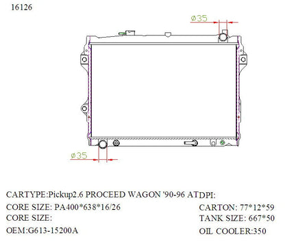 KWM KRA30126 Radiator Auto P/A 26mm 2.6L – Ford Courier 1989–1996