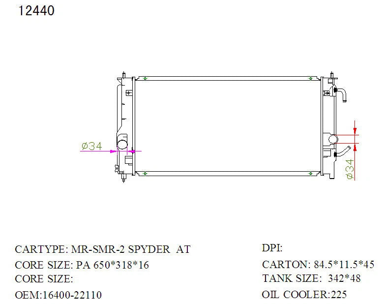 KWM KRA20440 Radiator – 16mm Core, Auto | Toyota MR2 1.8L 4-Cyl 2000–2005