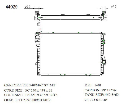 KWM KRA91029 Radiator – Auto, V6 | BMW E39 5 Series 1996–2003