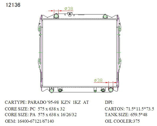Toyota Prado Radiator 1999–2002 Auto 26mm | KWM KRA20136