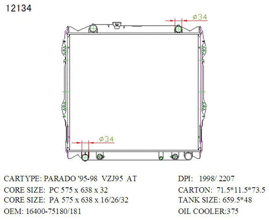 KWM KRA20134 Radiator – 26mm Core, Auto | Toyota Prado Petrol 1996–1999