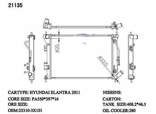 KWM KRA80135 Radiator – 16mm Core, Auto | Hyundai Elantra, i30 & Kia Cerato