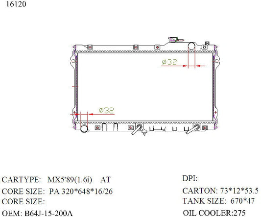 KWM KRA30120 Radiator – Auto | Mazda MX5 NA 4-Cyl 1989–1997