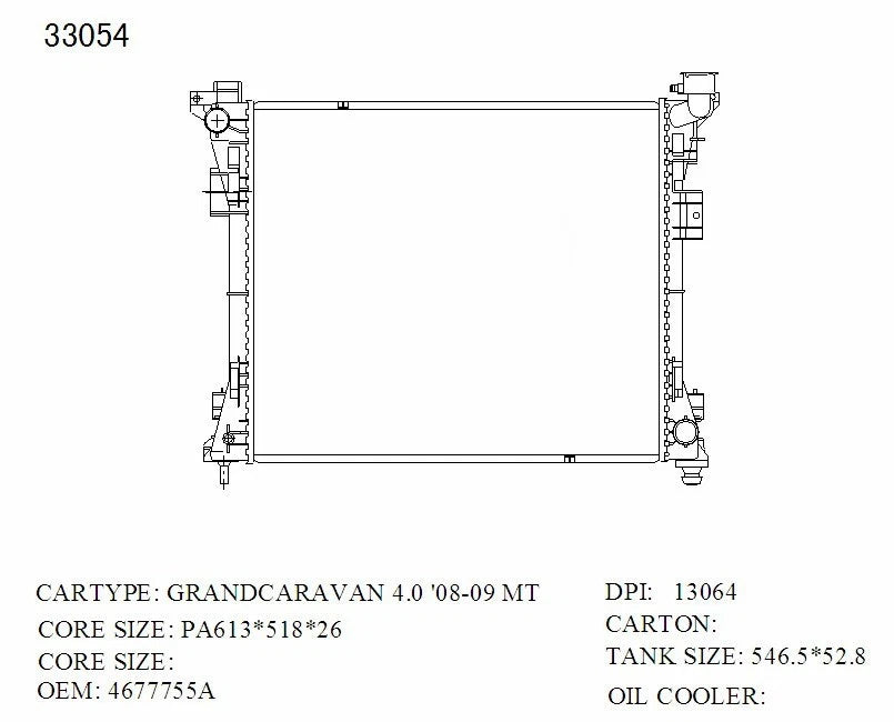 KWM KRA41054 Radiator – 26mm Core, Auto | Chrysler Voyager 6-Cyl 2008
