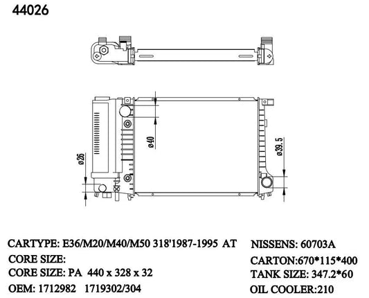 KWM KRA91026 Radiator Auto 32mm 4Cyl – BMW E30 1985–1992