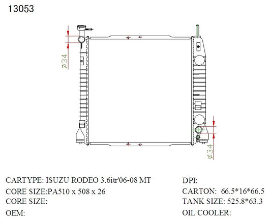 KWM KRA40053 Radiator Manual P/A 26mm 3.0L V6 – Holden Rodeo 2007–2008