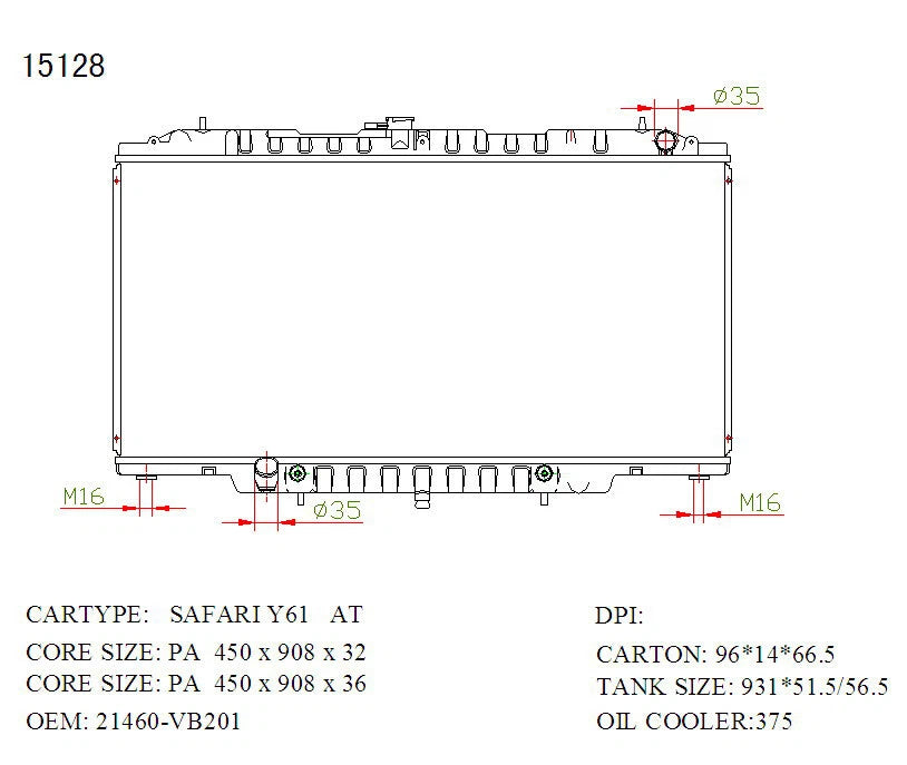 KWM KRA10128 Radiator – 32mm Core, No Bleeder | Nissan Patrol 2000–2019