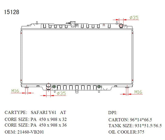 KWM KRA10128 Radiator – 32mm Core, No Bleeder | Nissan Patrol 2000–2019