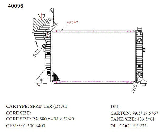 KWM KRA62096 Radiator – 42mm Core, Auto | 2000 Onwards