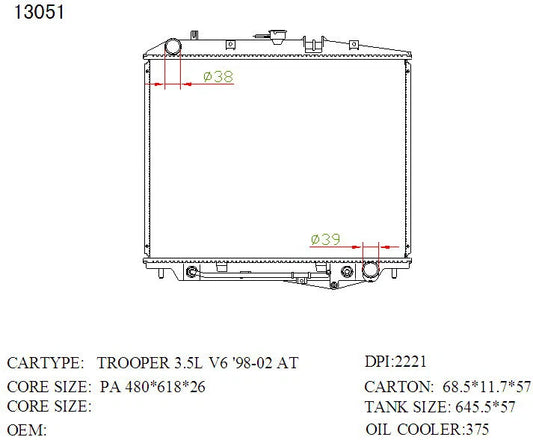 KWM KRA40051 Radiator – 32mm Core, Auto | Holden Jackaroo 3.0L 6-Cyl Diesel 1992–1996
