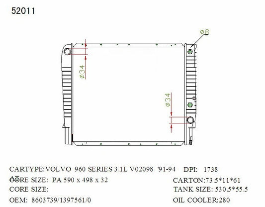 KWM KRA63011 Radiator – 26mm Core, Auto | Volvo 960 2.9L 1991–1994
