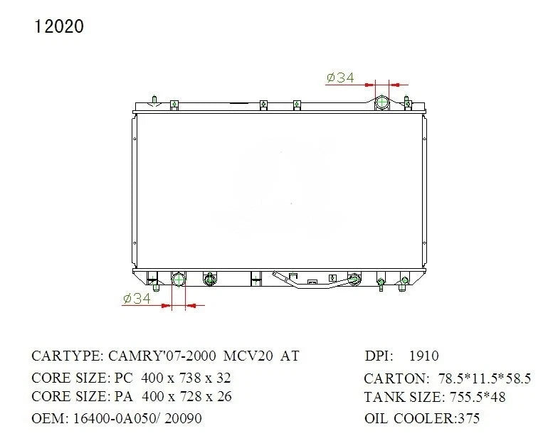 KWM KRA20020 Radiator – 26mm Core, Auto | Lexus ES300 3.0L V6 1996–2001