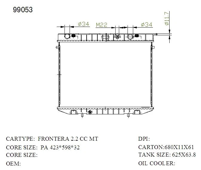 KWM KRA73053 Radiator Manual 32mm 4Cyl – Holden Frontera 1995–1999