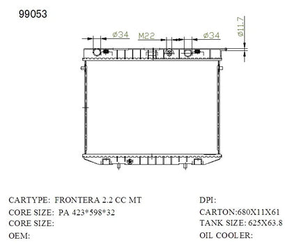 Holden Frontera 4-Cylinder Manual Radiator 32mm 1995–1999 | KWM KRA73053